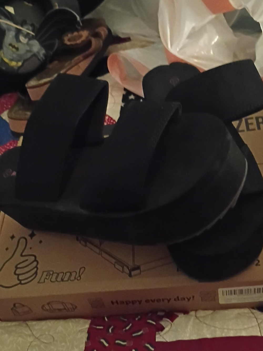 Black Platform Slide Sandals